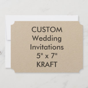 KRAFT 7" x 5" Ticket Hochzeitseinladungen Einladung