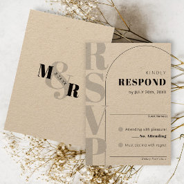 Kraft Amperand Modern Arch Wedding RSVP Card Karte