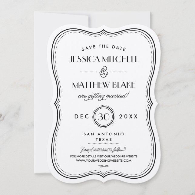 Kraft Art Deco Monogram Save the Date (Vorderseite)