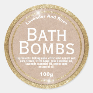 Kraft auf Glam Gold Bath Bomb Labels Runder Aufkleber