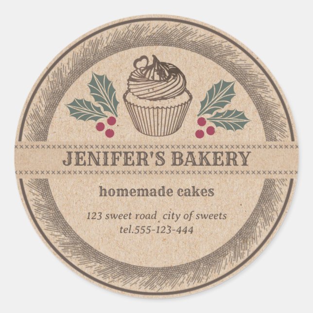 Kraft Bäckerei Homemade Ferienhaus Runder Aufkleber (Vorderseite)