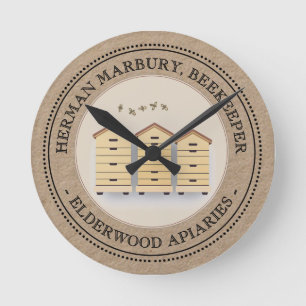 Kraft Beekeeper's Shop Clock mit 3 Bienenstöcken Runde Wanduhr