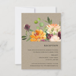 KRAFT BLUSH YELLOW ORANGE FLORAL BUNCH EMPFANG RSVP KARTE