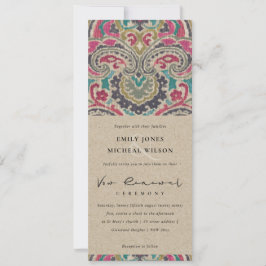 KRAFT BOHO TRIBAL IKAT PINK VOW RENEWAL INVITATION EINLADUNG