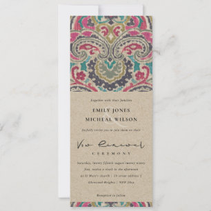 KRAFT BOHO TRIBAL IKAT PINK VOW RENEWAL INVITATION EINLADUNG