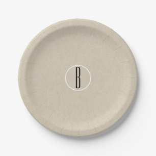 Kraft Braun Chic Monogramm Buchstabe Initial Ländl Pappteller