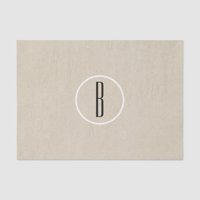 Kraft Braun Chic Monogramm Buchstabe Initial Rusti Seidenpapier (Vorderseite)
