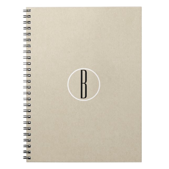Kraft Braun Chic Monogramm Buchstabe Initiale Rust Notizblock (Vorderseite)