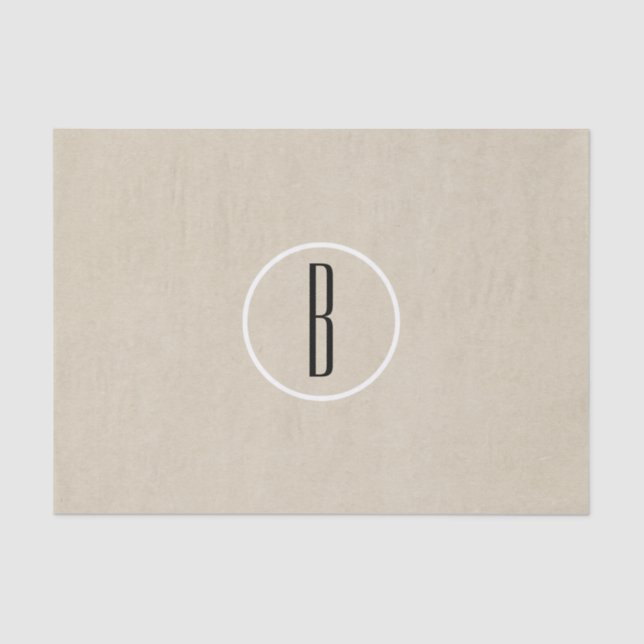 Kraft Brown Chic Monogram Letter Initial Rustic Seidenpapier (Vorderseite)