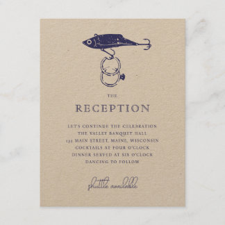 Kraft Brown Rustic Fishing Lure Rings Navy Blue Begleitkarte