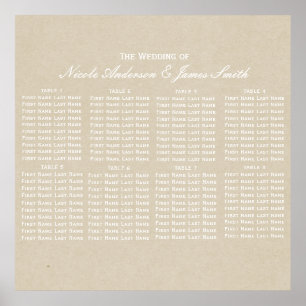 Kraft Brown Rustic Modern Wedding Seating Chart Poster