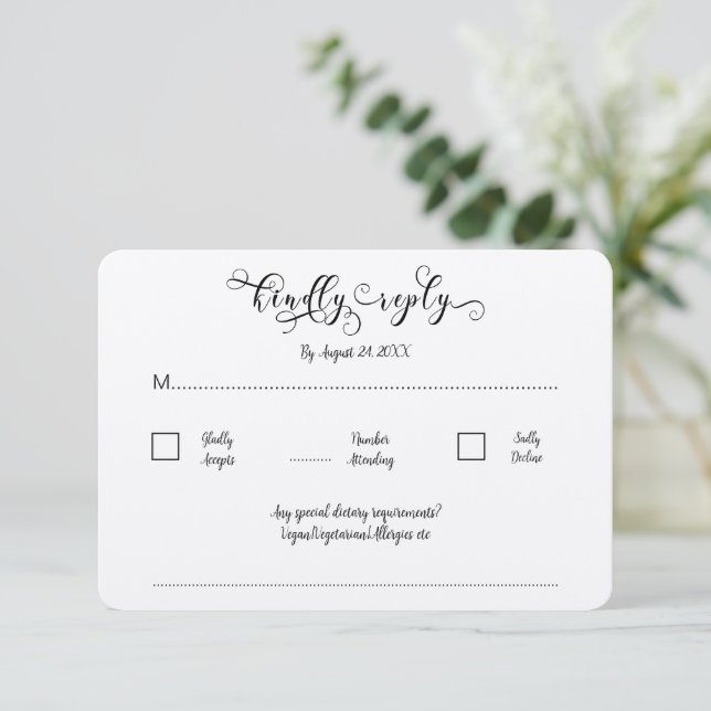 Kraft Calligrapy Script Traditional Wedding RSVP Begleitkarte (Stehend Vorderseite)