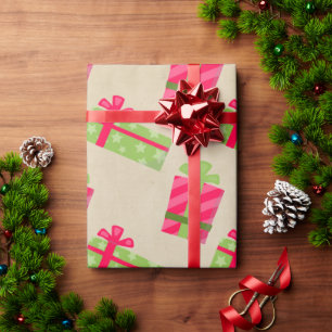 Kraft Christmas präsentiert Green Red Gifts Holida Geschenkpapier