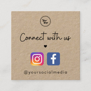 Kraft Connect mit US Heart Social Media QR Code Quadratische Visitenkarte