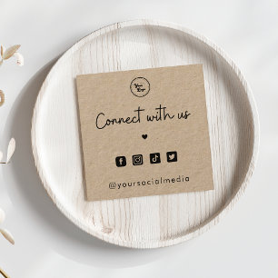 Kraft Connect with us Heart 4 Social Media QR Code Quadratische Visitenkarte