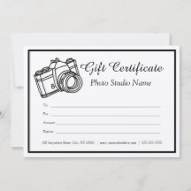 Kraft Custom Fotografy Gift Certificate