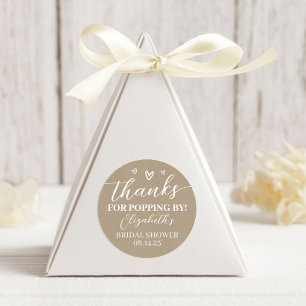 Kraft Danke fürs Vorbeikommen Brautparty Popcorn Runder Aufkleber