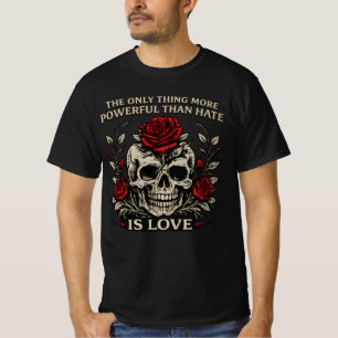 Kraft der Liebe Vintage-Totenkopf und rote Rosen G T-Shirt