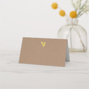 Kraft-Effekt-Goldherz-Hochzeitgeklappte Platzkarte
