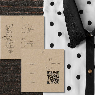 Kraft-Einzelhandel-Hängepreisetikett mit QR-Code Quadratische Visitenkarte