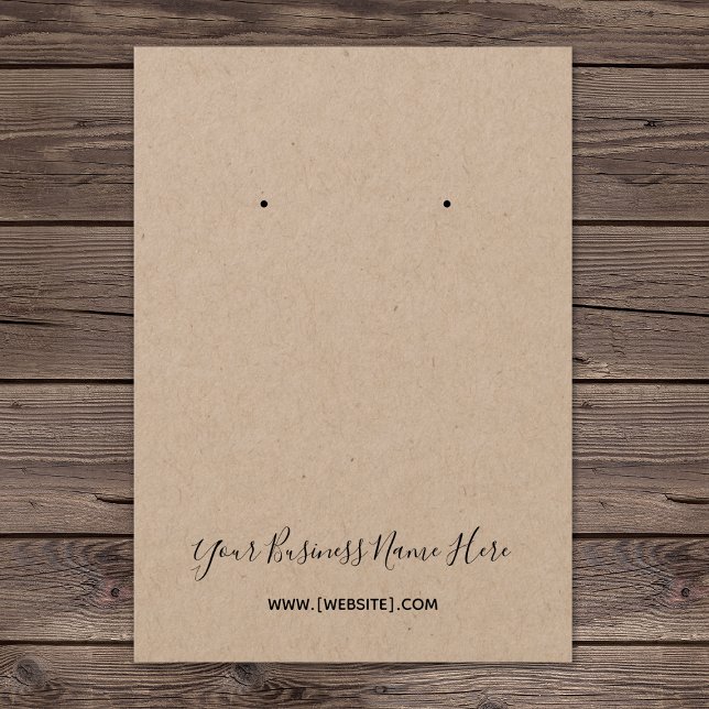 Kraft Elegante Script Custom Earring Card (Von Creator hochgeladen)