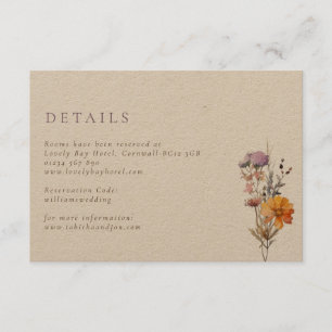 Kraft Fall Orange & Lila Wildblumen Hochzeit Begleitkarte