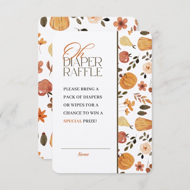 Kraft Fall Theme Baby Shower Diaper Raffle Einladung (Vorne/Hinten)