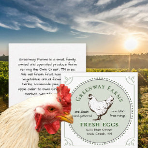 Kraft Farm Name Fresh Egs Business Card mit Hen Quadratische Visitenkarte