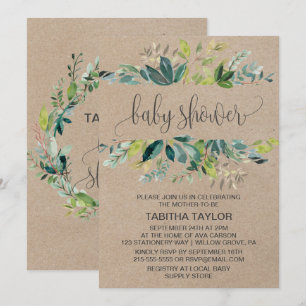 Kraft Foliage Baby Dusche Einladung