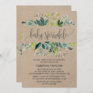 Kraft Foliage Baby Sprinkle Einladung