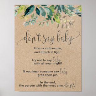 Kraft Foliage Sage kein Baby-Zeichen Poster