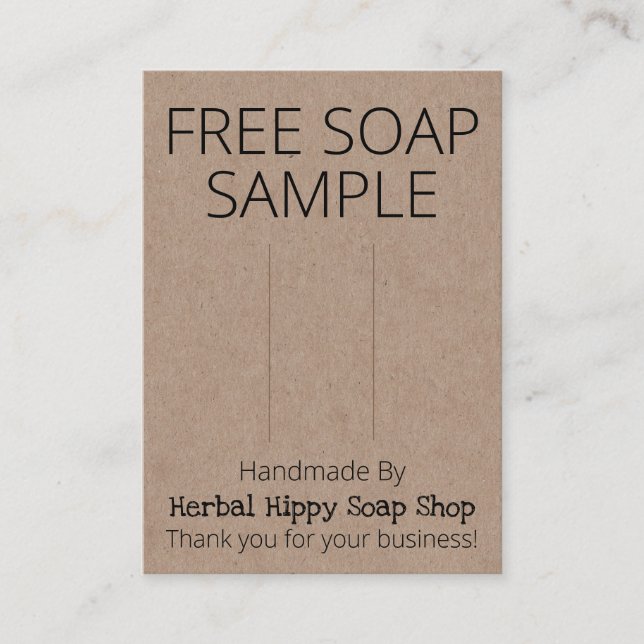 Kraft-freie Sample-Soap-Display-Karte Visitenkarte (Vorderseite)