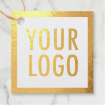 Kraft Gold Foil Hang Tags 2" Square Custom Logo