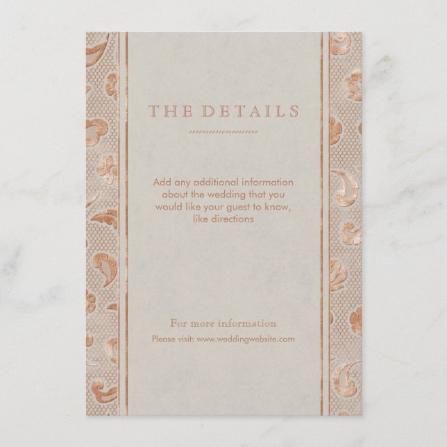 Kraft gold Lace rustikale Country Hochzeitskarte Begleitkarte (Vorderseite)