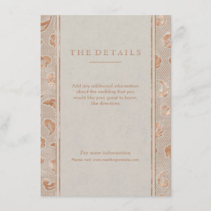 Kraft gold Lace rustikale Country Hochzeitskarte Begleitkarte