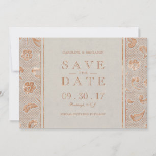 Kraft gold Lace rustikale Hochzeit speichern Sie d Save The Date