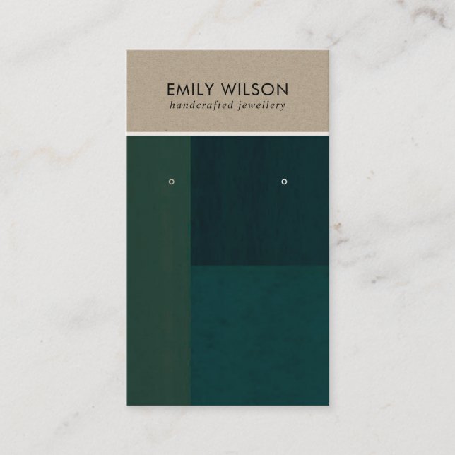 KRAFT GREEN FARBBLOCK STUD ARRING DISPLAY CARD VISITENKARTE (Vorderseite)