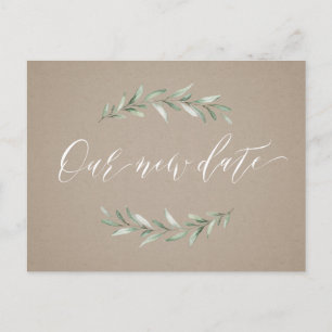 Kraft-Grünschrift rette das neue Datum Postkarte