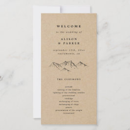 Kraft Hand gezeichnet Bergkiefern Hochzeitsprogram