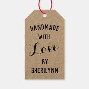 Kraft Handgefertigt mit Liebe und Name Geschenkanhänger
