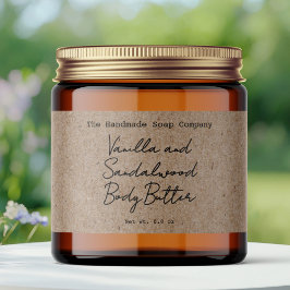 Kraft handgeschriebene getippte Optik Körperbutter Wasserflaschenetikett