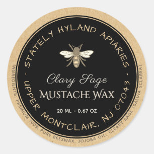 Kraft handgeschriebenes Bienenwachs-Produktetikett Runder Aufkleber