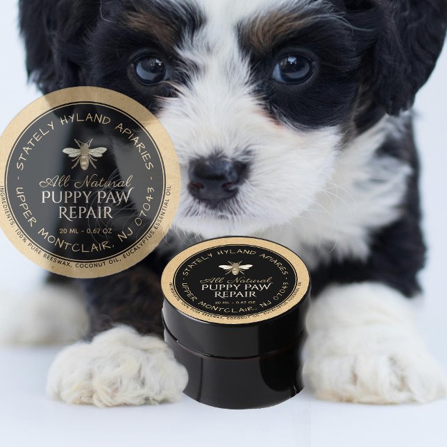 Kraft Handgeschriebenes Bienenwachsprodukt Schwarz Runder Aufkleber (Von Creator hochgeladen)