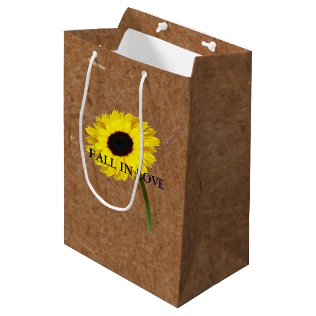Kraft Herbstbrücke Sonnenblume Party Geschenktasch Mittlere Geschenktüte (Vorderseite Schrägansicht)