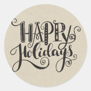 Kraft Holiday Weihnachtsbaum HAPPY FERIEN Runder Aufkleber