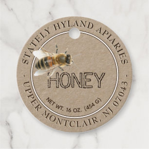 Kraft Honey Jar Neck Tag mit realistischer Honigbi Geschenkanhänger
