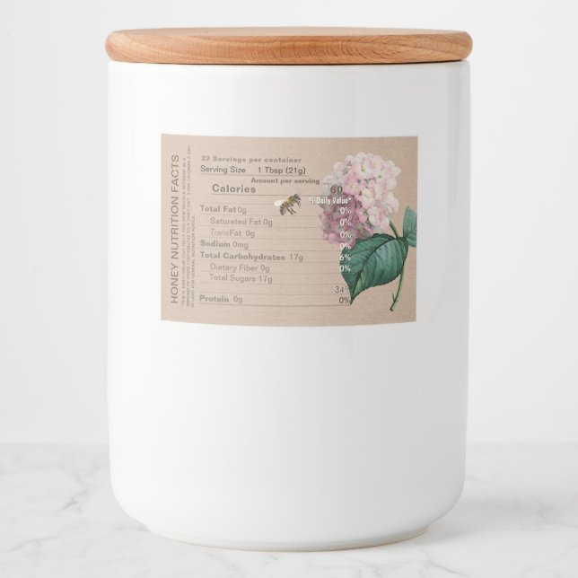 KRAFT Honey Nutrition Fakten Hydrangea Blume Biene Lebensmitteletikett (Vorderseite)