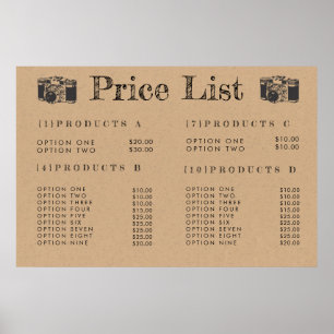 Kraft Kamera Fotograf Preis Menü Druck Poster