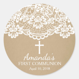 Kraft Lace First Holy Communion Sticker