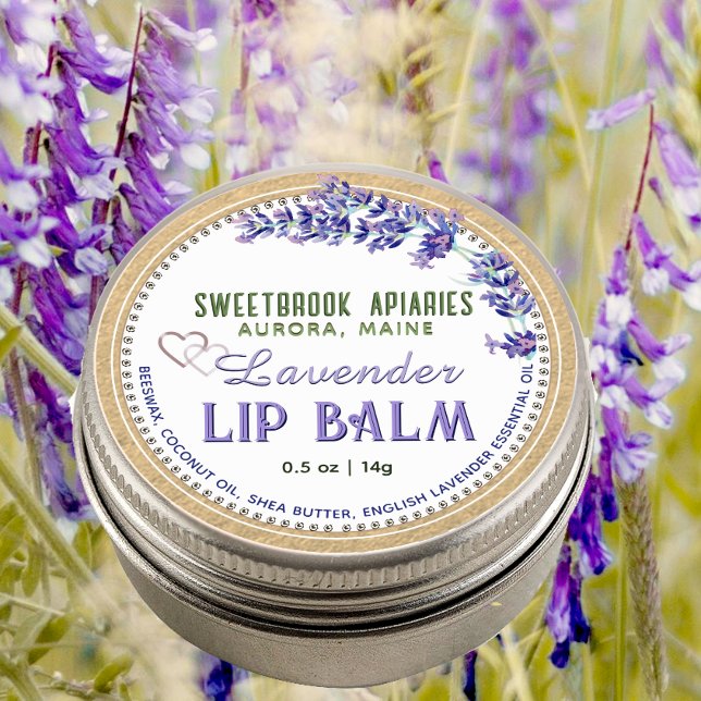 Kraft Lavender Lip Balm Label mit Herz Lila Runder Aufkleber (Von Creator hochgeladen)